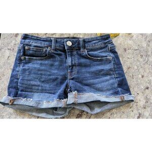 American Eagle Shortie Jean Shorts Super Stretch Womens Size 2 Raw Hem Cowgirl